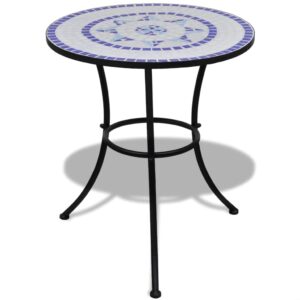 Mosaic Bistro Table Ceramic Top Blue White Outdoor Garden Patio Furniture Decor