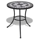 Mosaic Bistro Table Ceramic Top Black White Outdoor Garden Patio Furniture Decor