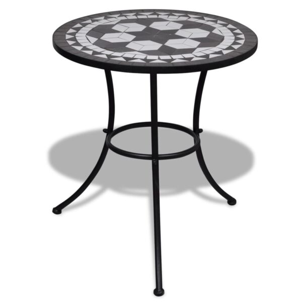 Mosaic Bistro Table Ceramic Top Black White Outdoor Garden Patio Furniture Decor