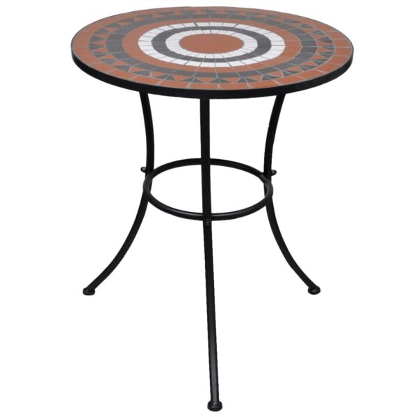 Mosaic Bistro Table Ceramic Top Outdoor Garden Patio Furniture Terracotta White