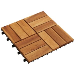 Acacia Hardwood Deck Tiles Easy Interlock Non-Skid Outdoor Patio Walkway Set