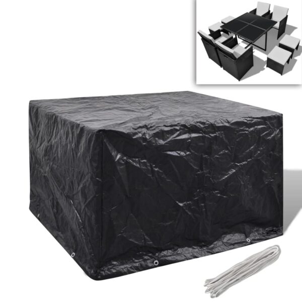 Water UV Resistant Garden Furniture Cover Black Polyethylene with Eyelets