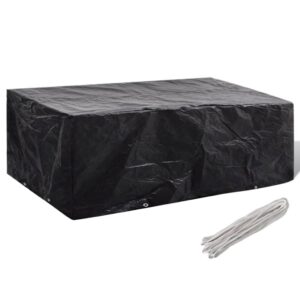 Waterproof UV Resistant Garden Furniture Cover with Tie-Down Rope Black