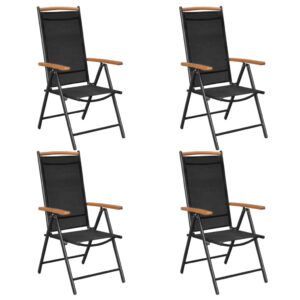 Set of Four Aluminium Textilene Patio Chairs Weather Resistant Adjustable