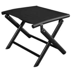 Folding Footstool Outdoor Patio Garden Comfortable Weather Resistant Durable Black