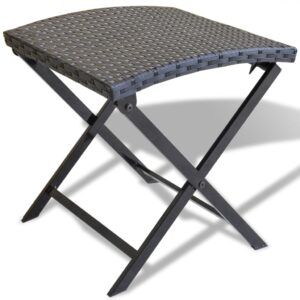 Folding Stool Poly Rattan Durable Lightweight Portable Outdoor Indoor Black