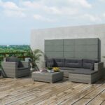 6 Piece Garden Lounge Set with Cushions Poly Rattan Grey