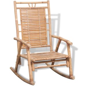 Outdoor Garden Patio Bamboo Rocking Chair Weather Resistant Comfortable Seating