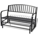 Outdoor Garden Patio Porch Glider Swing Bench Weather Resistant Black Steel