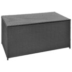 Outdoor Garden Storage Box Patio Cushion Deck Organizer Rattan  Black Large