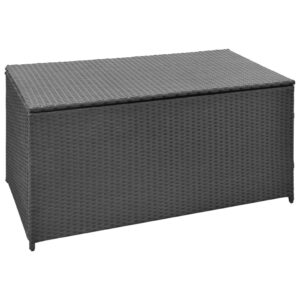 Outdoor Garden Storage Box Patio Cushion Deck Organizer Rattan  Black Large