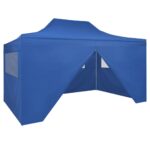 Waterproof Outdoor Gazebo Canopy with UV Protection and 4 Sidewalls Blue