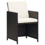 Outdoor Rattan Dining Chairs Set Patio Garden Furniture with Cushions Black