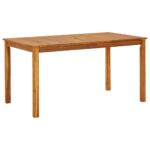 Solid Acacia Wood Garden Table Rustic Outdoor Patio Weather-Resistant Easy Clean