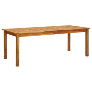 Solid Acacia Wood Garden Table Weather-Resistant Outdoor Dining Rustic Finish