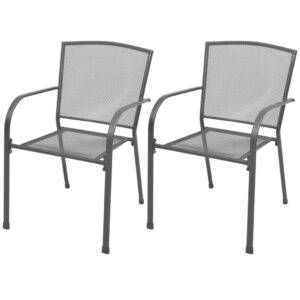 Contemporary Mesh Design Garden Chairs Set Weather Resistant Stackable Outdoor