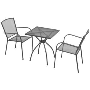 Contemporary Steel Bistro Set Anthracite Mesh Design Weather Resistant Patio