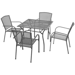 Contemporary Steel Mesh Outdoor Dining Set Weather Resistant Patio Furniture