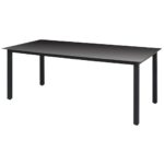 Outdoor Patio Garden Table Weather Resistant Aluminium Frame Glass Top Black