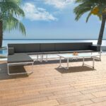 5 Piece Garden Lounge Set Textilene Aluminium Black