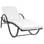 Outdoor Rattan Sun Lounger Weather Resistant Garden Patio Furniture with Cushion