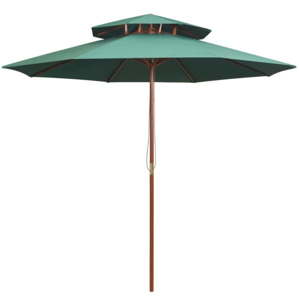 Double Decker Parasol 270x270 cm Wooden Pole Green