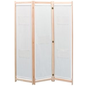 Elegant Cream Fabric Room Divider Privacy Screen Wooden Frame Foldable Partition