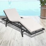 Adjustable Rattan Sun Lounger Patio Garden Furniture with Cream Cushion