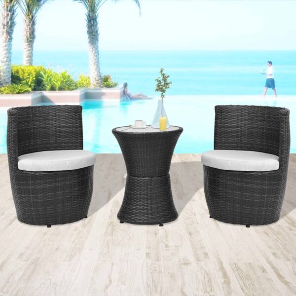 Outdoor Bistro Set Rattan Wicker Patio Furniture with Cushions Garden Deck