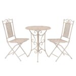 Chic White Steel Bistro Set Outdoor Patio Garden Furniture Foldable Chairs Table