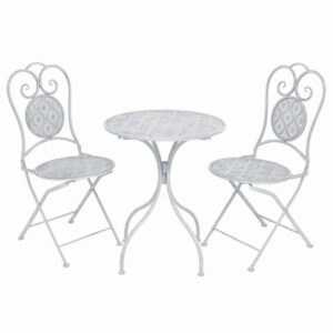 Vintage  Bistro Set Steel Outdoor Patio Garden Furniture Foldable Chairs