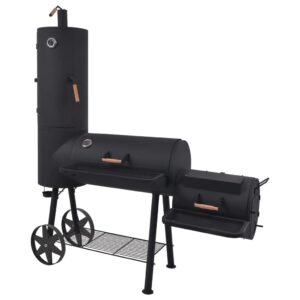 BBQ Charcoal Smoker with Bottom Shelf Black Heavy XXL