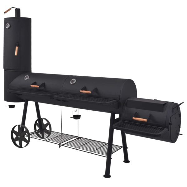 BBQ Charcoal Smoker with Bottom Shelf Black Heavy XXXL