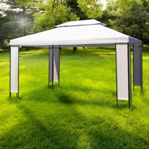 Elegant Outdoor Gazebo Canopy Shelter Garden Patio Shade Vented Polyester White