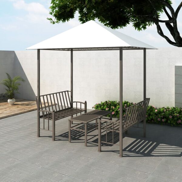 Waterproof Outdoor Garden Pavilion Set with UV Protection Canopy and Benches