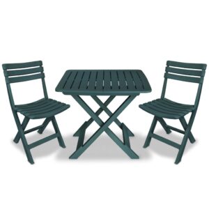 Folding Bistro Set Outdoor Patio Garden Furniture Weather Resistant Green