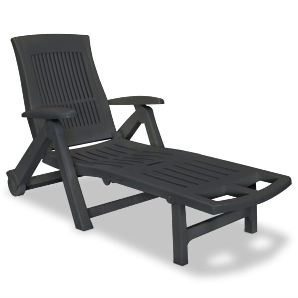 Outdoor Patio Garden Deck Chair Weather Resistant Reclining Sun Lounger Anthracite