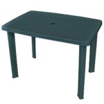 Outdoor Garden Patio Dining Table Weather Resistant with Umbrella Hole Green