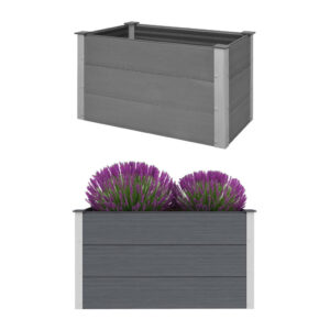 Outdoor Garden Raised Bed Planter Weather Resistant WPC Modern Grey Easy Assemble