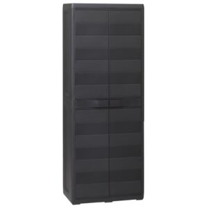 Black Polypropylene Outdoor Garden Storage Cabinet Adjustable Shelves Lockable