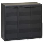 Outdoor Garden Storage Cabinet Black Polypropylene Adjustable Shelves Lockable