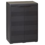 Outdoor Garden Storage Cabinet Black Polypropylene Adjustable Shelf Lockable