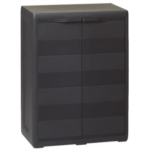 Outdoor Garden Storage Cabinet Black Polypropylene Adjustable Shelf Lockable