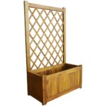 Solid Acacia Wood Garden Planter with Trellis Weather Resistant Rustic Design