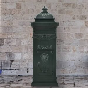 Vintage  Green Cast Aluminium Pillar Letterbox Rustproof Weather Resistant