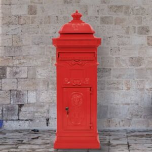 Pillar Letterbox Aluminium Vintage  Rustproof Red