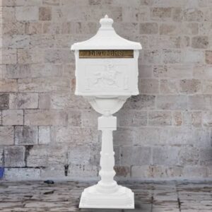 Pedestal Letterbox Aluminium Vintage  Rustproof White