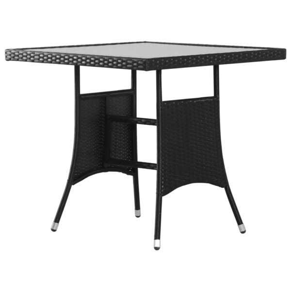 Elegant Outdoor Garden Patio Rattan Table Black Glass Top Weather Resistant