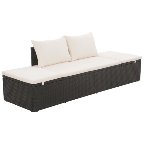 Outdoor Adjustable Rattan Sun Lounger Bed with Cushions Water-Resistant Patio