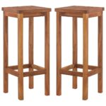 Solid Acacia Wood Bar Chairs Set of Two Outdoor Patio Furniture Weather Resistant